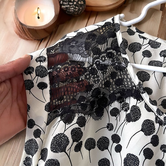 Women’s Stylish Top Elegant Shirt Silk Blouse Black & White - Picture 4 of 5